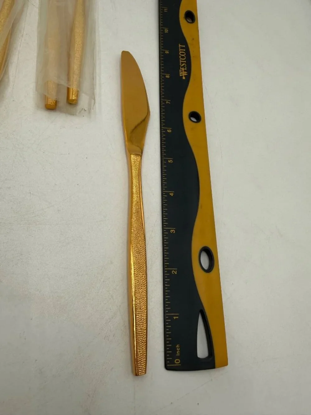 Florentine Gold Stainless Steel Butter Knives Set 13 Textured Handles MCM